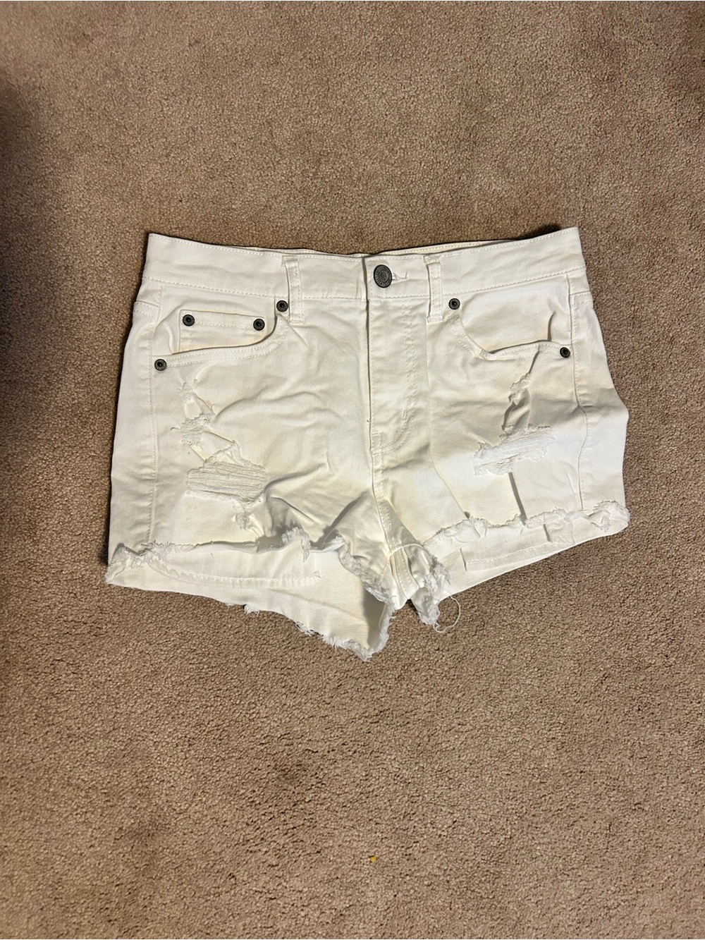 Aeropostale White Distressed Jean Shorts